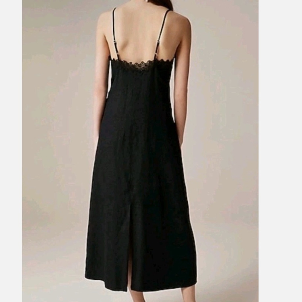 JCREW AIRWEIGHT SUMMER LINEN LACE-TRIM SLIP DRESS - Picture 4 of 6